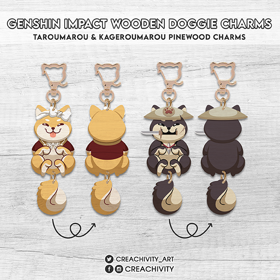 〘PRE-ORDER〙GENSHIN IMPACT: TAROUMAROU KAGEROUMAROU DOG WOODEN CHARMS / KEYCHAINS