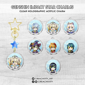 〘ON-HAND〙GENSHIN IMPACT: HYDRO CHARACTER STAR CHARMS / KEYCHAINS