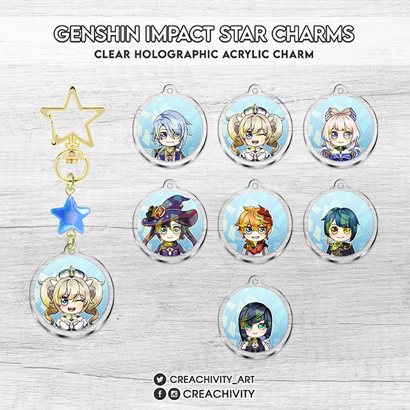 〘ON-HAND〙GENSHIN IMPACT: HYDRO CHARACTER STAR CHARMS / KEYCHAINS
