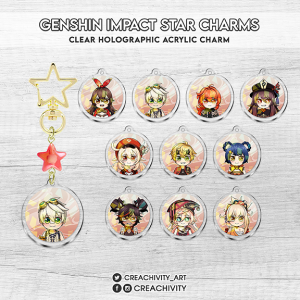 〘ON-HAND〙GENSHIN IMPACT: PYRO CHARACTER STAR CHARMS / KEYCHAINS
