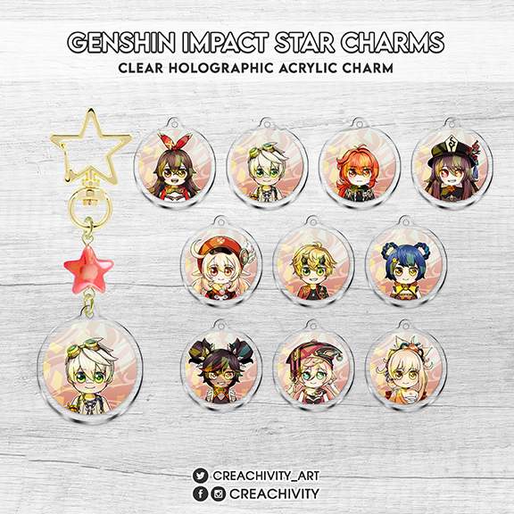 〘ON-HAND〙GENSHIN IMPACT: PYRO CHARACTER STAR CHARMS / KEYCHAINS
