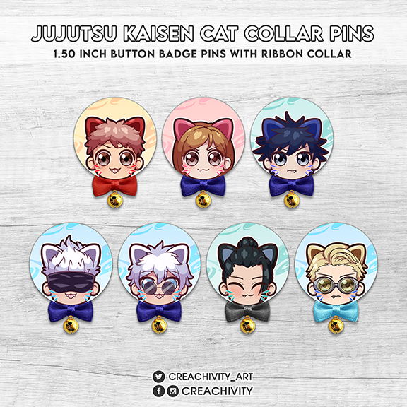 〘ON-HAND〙 JUJUTSU KAISEN CAT COLLAR BUTTON PINS
