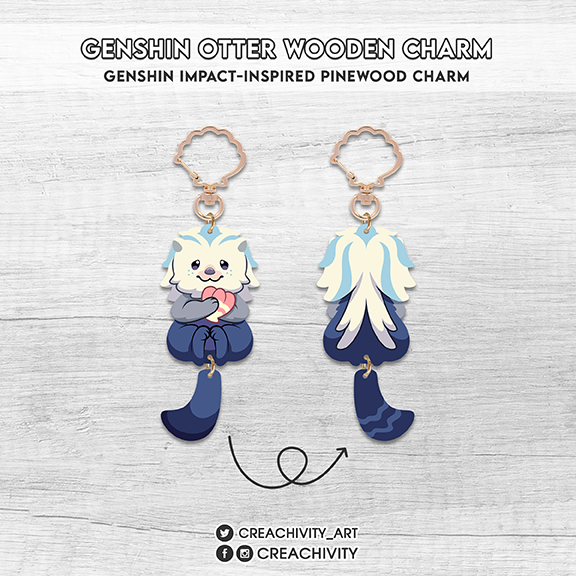 〘PRE-ORDER〙GENSHIN IMPACT: FONTAINE OTTER WOODEN CHARMS / KEYCHAINS