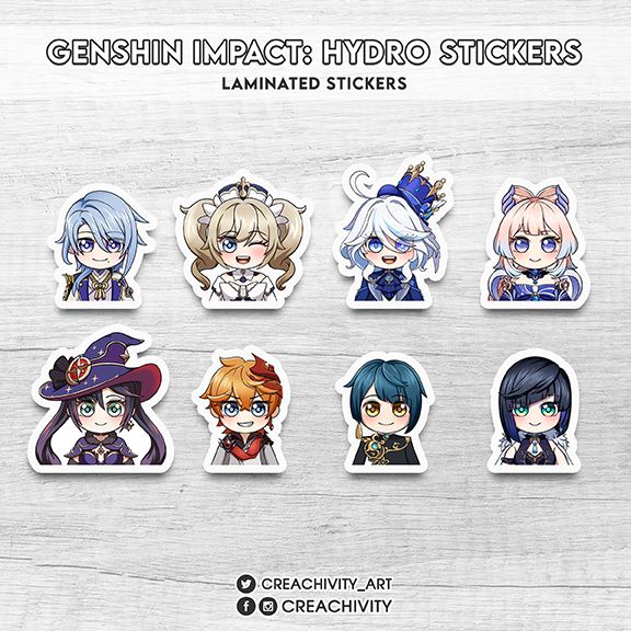 〘ON-HAND〙GENSHIN IMPACT: HYDRO CHARACTER STICKERS