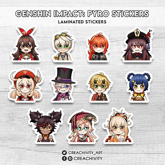 〘ON-HAND〙GENSHIN IMPACT: PYRO CHARACTER STICKERS