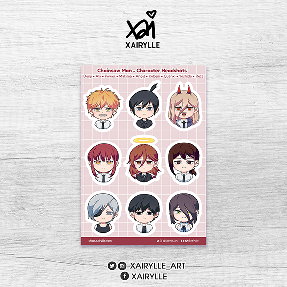 〘ON HAND〙 Chainsaw Man Headshot Sticker Sheet by Xairylle