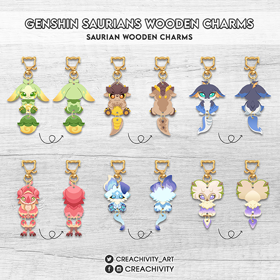 〘PRE-ORDER〙GENSHIN IMPACT: SAURIANS WOODEN CHARMS / KEYCHAINS