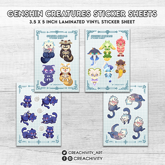 〘ON HAND〙GENSHIN IMPACT CREATURES STICKER SHEETS